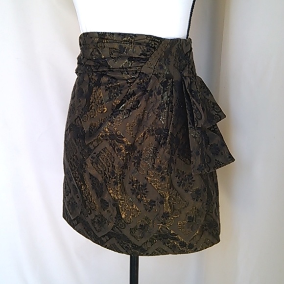 Forever 21 Metallic Gold Jacquard Print Mini Pencil Skirt - Picture 9 of 9
